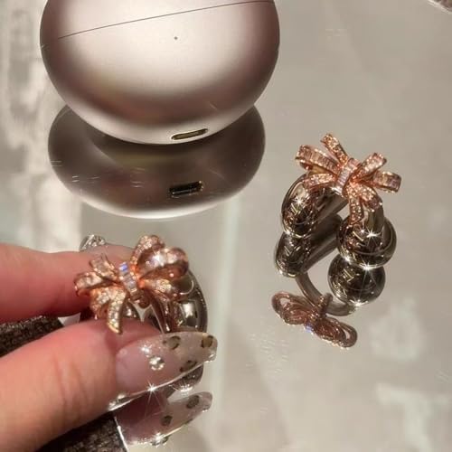 Elevate Your Earbuds with a Chic Silver Rhinestone Bow Clip-On Accessory – Customizable DIY Earbud Decor for Fashion-Forward Audio Enthusiasts – Perfect for Daily Use & Special Events