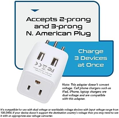 Compact Dual USB Travel Adapter for Effortless Charging in Australia, New Zealand, and China – Essential Type I Plug for Phones, Tablets, and Cameras – Quick Charge Capability with Universal Compatibility for Hassle-Free Global Adventures