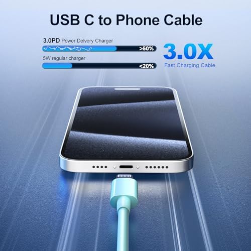 Premium 20 W PD Fast Charger Set for i Phone 14 – 3-Pack Type-C Wall Charger with 6 ft USB-C to Lightning Cables for Rapid Charging Compatibility with i Phone 14/14 Pro/14 Pro Max/13/12/11 – Optimal Speed and Versatility for Home, Office, and Travel
