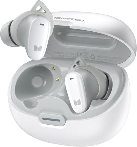 Monster N-Lite 206 Bluetooth Earbuds – Premium Wireless Audio with Advanced Bluetooth 5.4, Touch Control Convenience, IPX6 Waterproof Durability, 25 Hours Extended Playtime, Crystal-Clear Integrated Microphone, Ergonomic In-Ear Comfort, Fast Type-C Charging for Active Lifestyles and Daily Use