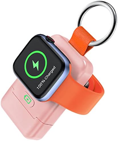 Compact Magnetic Wireless Power Bank for Apple Watch – HUOTO 1400 m Ah Travel Charger with Keychain Attachment for Series 9/8/7/6/SE/5/4/3/2/1/UItra/UItra 2 – Fast, Reliable Charging On-the-Go
