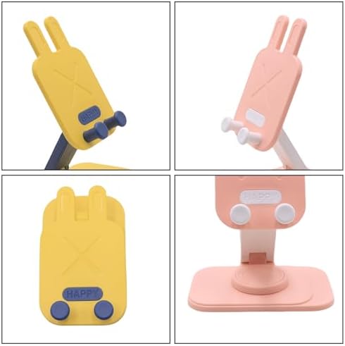 Cute Rabbit 2-Pack Foldable Phone Stand Holder: 360-Degree Adjustable Desk Accessory for All Smartphones – Stylish Functionality and Enhanced Compatibility for Everyday Use