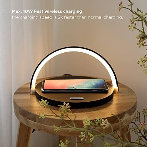 Transform Your Space with the mooas Premium Wireless Charging Nightlight – 15 W Fast Charger for i Phone 15/14 Pro & Galaxy S24/S23/S22 – Touch Control with Adjustable Brightness Levels for Ambiance & Functionality – Elegant Wood Design for Modern Decor