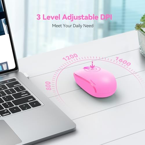 TECKNET 2.4 GHz Wireless Mouse – Ultra-Quiet & Portable Computer Companion with Adjustable DPI, USB Receiver, and Ergonomic Design for Seamless Use Across Chromebook, Laptop, PC & Mac – Enhance Productivity Effortlessly