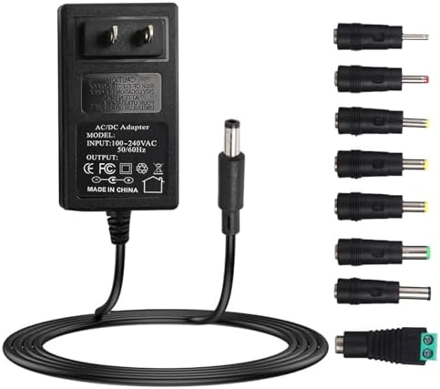 Universal 19 V 2 A AC/DC Power Supply Adapter with 8 Interchangeable DC Plugs – Versatile High-Efficiency Charger for Laptops and Electronic Devices – Global Input Compatibility (100-240 V) with Safety Features for Optimal Performance – Compact Design for Easy Portability and Storage