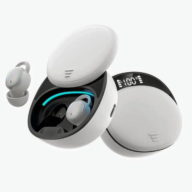 Ultra-Comfort Bluetooth 5.3 Sleep Earbuds – Discreet Mini Wireless Headphones for Side Sleepers and Active Lifestyles – Exceptional Sound Quality with Noise Isolation – Ergonomic In-Ear Design for Sleepless Nights and Workouts – Long Battery Life in Sleek White Finish