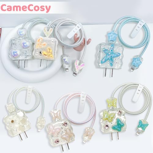 Bling Pink Butterfly Wave Cable Protector for i Phone Charger – Stylish USB Cover and Cord Saver for Lightning Cables, Durable Protection Against Damage, Lightweight and Easy to Clean Charging Accessory