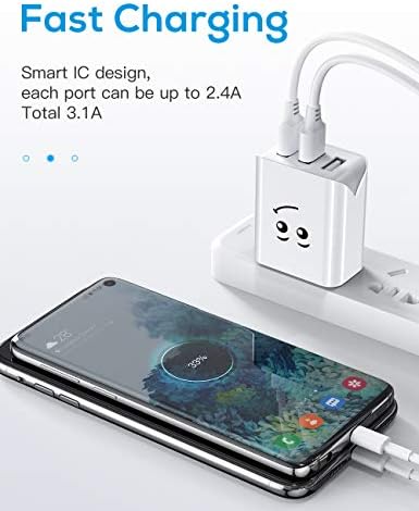 Triple-Output USB Wall Charger Block – 3.1 A Fast Charging 3-Port Adapter for i Phone & Android Devices – UL Certified Compact Power Cube for Home, Office, and Travel – Enhanced Compatibility with i Phone 11/Xs/XS Max/XR/X/8/7/6/Plus, i Pad Air/Mini, Galaxy S10/9/8/7, Note 9/8, Nexus – Reliable and Efficient Charging Solution
