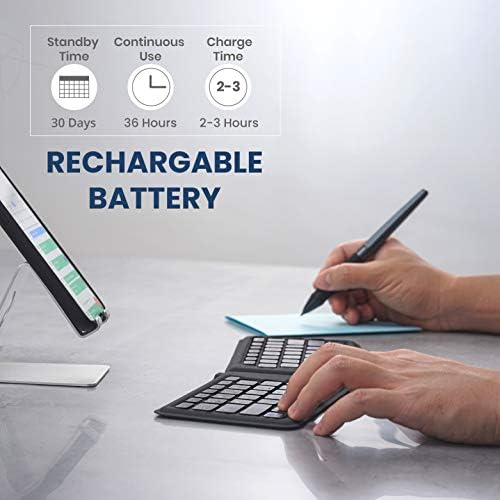 Unleash Productivity with the Perixx PERIBOARD-805 E US Wireless Foldable Bluetooth Keyboard – Ultra-Thin Ergonomic Design for Seamless Typing on i OS, Android & Windows Devices – Perfect Travel Companion for Professionals & On-the-Go Users!