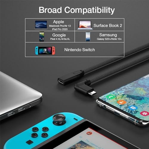 Effortlessly Enhance Your Connectivity with Use Bean 0.6 FT Right Angle USB C Extension Cable 2-Pack – 90-Degree Gen2 20 Gbps Fast Data Transfer for i Phone 16/15, Mac Book, i Pad Pro/Air, Galaxy S25/S24 – Perfect for Tight Spaces and Seamless Charging Solutions