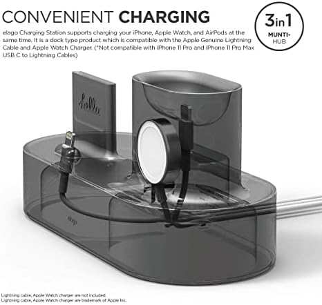 elago 3 in 1 Charging Station for Apple Devices – All-in-One Dock for i Phone, Apple Watch Series 10/9/8/7/6/5/4/3/2/1/SE, and Air Pods Pro/3/2/1 – Sleek, Space-Saving Design with Enhanced Speed and Compatibility (Original Cables Required) – Perfect for Home or Office Use