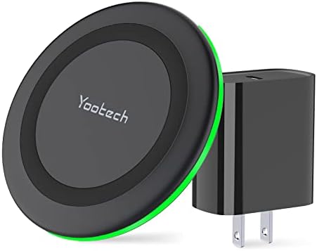 Yootech 10 W Fast Wireless Charging Pad with Quick Adapter – Effortless Charging Solution for i Phone 16 Series, Samsung Galaxy S22/S21/S20 & Air Pods Pro 2 – Sleek Design with Advanced Safety Features for Home and Office Use