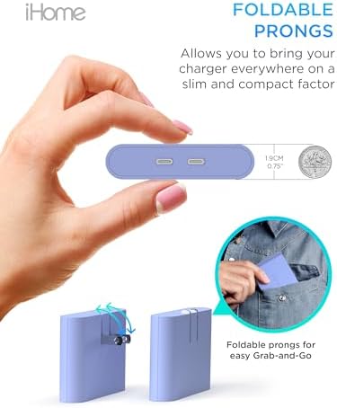 i Home 2-Port USB Wall Charger – Compact Dual Port AC Adapter for Rapid Device Charging – Flat Design for Travel & Home Use – Enhanced Compatibility with Smartphones & Tablets – Safe, High-Speed Charging Solution