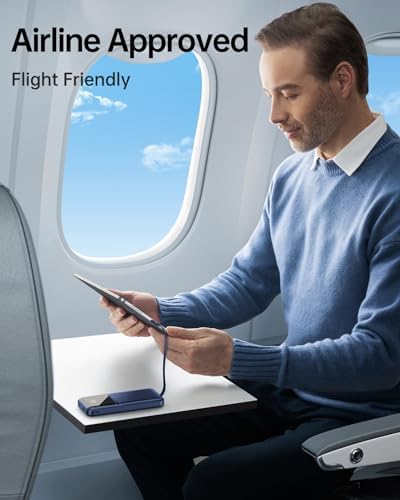 Ultimate 20,000 m Ah Portable Charger with Built-in Cable – Slim 22.5 W Fast Charging Power Bank for i Phone, Samsung, and Android Devices with LED Display, 5 Outputs & 3 Inputs – Essential Travel Companion for Uninterrupted Connectivity