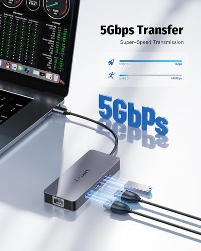 Enhance Your Digital Workflow with the Premium 6-Port USB-C Ethernet Hub – Unleash 10 Gbps Data Speeds, Stunning 4 K@60 Hz HDMI Output, and 100 W Power Delivery for Mac Book, Dell, Lenovo, i Phone 15 & Pro Max – Ideal for Professionals Seeking Seamless Connectivity and Versatile Performance!