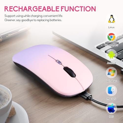 Seamless Productivity with 3 Pack Rosy Glow Red Wireless Bluetooth Mouse – Rechargeable, Silent, and Slim Dual Mode Mice for Laptop, Desktop, i Pad, and Mac – Perfect for On-the-Go Professionals and Students