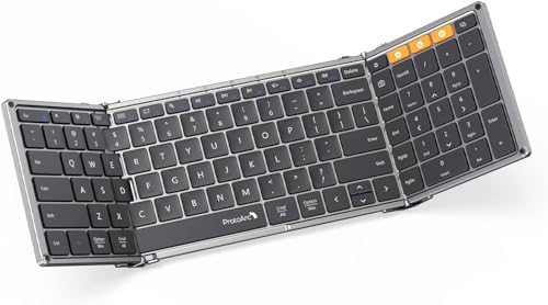 Portable Full-Size Proto Arc Bluetooth Keyboard XK01 – Foldable Wireless Keyboard with Numeric Keypad for i Pad, Tablets, Smartphones, and Laptops – Rechargeable Multi-Device Solution for Windows, i OS & Android – Ultimate Travel Companion for On-the-Go Professionals
