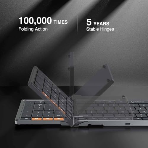 Portable Full-Size Proto Arc Bluetooth Keyboard XK01 – Foldable Wireless Keyboard with Numeric Keypad for i Pad, Tablets, Smartphones, and Laptops – Rechargeable Multi-Device Solution for Windows, i OS & Android – Ultimate Travel Companion for On-the-Go Professionals