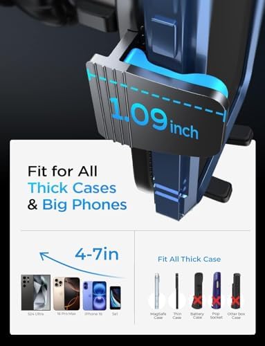 LISEN Military-Grade Universal Phone Holder for Car Vent – Premium Stability Mount for i Phone 16, i Phone 15 Pro Max & More – Effortless 360-Degree Rotation & Enhanced Grip Technology – Ultimate Smartphone Car Clamp for Safe Driving & Navigation