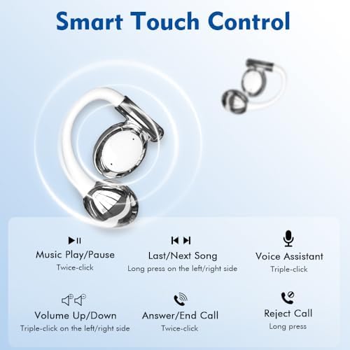 Premium Open-Ear Wireless Earbuds with Bluetooth 5.3 – Advanced Environmental Noise Cancellation for Enhanced Sound Clarity – Ergonomic Sports Headphones with Secure Fit and LED Charging Case – Ideal for Running, Cycling, and Active Lifestyles