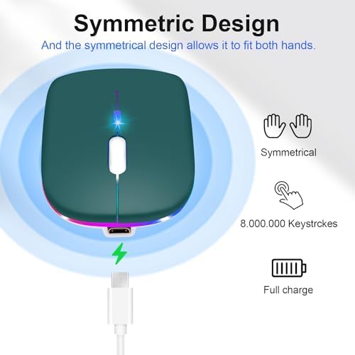 Ultimate Wireless Bluetooth Mouse for i Pad, Mac Book Pro, Air, and PCs – Rechargeable Silent Design for Productivity on the Go – Portable Slim Dual Mode Mouse with LED Indicators and Universal Compatibility