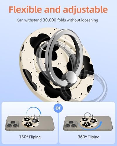 Tycamp Vintage Floral Magnetic Phone Grip – Chic Mag Safe-Compatible Ring Holder for i Phone 16/15/14/13/12 Series – Adorable & Practical Phone Stand for Women and Girls – Superior Grip for Safe Handling & Effortless Selfie Capture