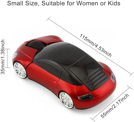 Stylish 2.4 GHz Wireless Car-Shaped Mouse – Fun Red Optical Mouse for Kids & Adults, Compact & Portable with 1600 DPI Precision for Effortless Navigation – Ideal Gift for Gaming & Everyday Use – Seamless USB Connectivity for Laptops & Desktops