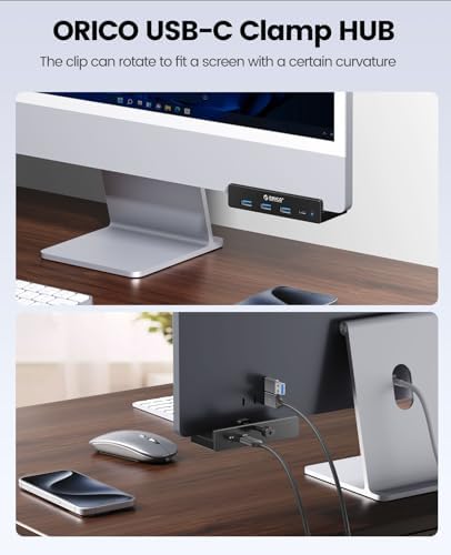 Transform Your Workspace with the ORICO USB Hub 3.0: Premium 4-Port Aluminum Clamp Adapter with Dedicated Power Supply for USB-A & USB-C Devices – High-Speed Data Transfer & Unmatched Compatibility for Enhanced Productivity