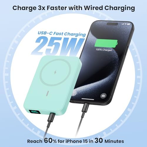 Advanced Magnetic Wireless Power Bank – 10800 m Ah Portable Charger with Foldable Stand, LED Battery Indicator, and 25 W Fast Charging for i Phone 16/15/14/13/12 Pro/Pro Max/Plus – Ultimate Compatibility and Convenience