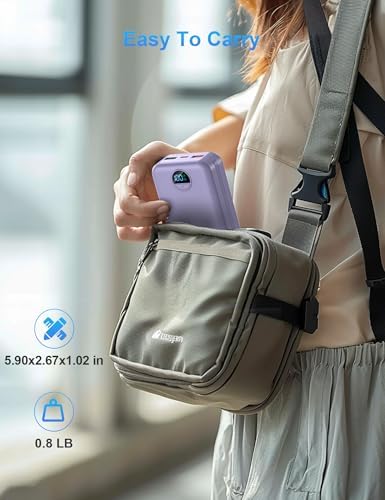 Ultimate 20,000 m Ah Portable Charger with Wall Plug – Fast Charging USB-C Power Bank with Built-in Cables, Digital Display, and Versatile 5 Output Ports for i Phone, Android, and Tablets – Stay Charged Anywhere with Enhanced Compatibility and Speed