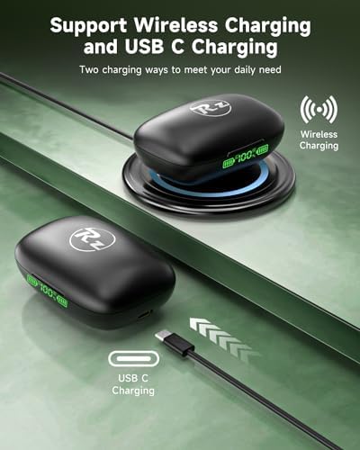 Ultimate Wireless Earbuds – Deep Bass Bluetooth Headphones with 40-Hour Playtime, Waterproof Design, and LED Charging Case – Ideal for Active Lifestyles, Workouts, and Crisp Calls – Ergonomic Fit for Music Enthusiasts and On-the-Go Connectivity