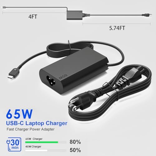 High-Performance 65 W USB-C Charger for Lenovo Laptops – Universal Compatibility with V15, E16, and More – Compact Travel Power Adapter with Enhanced Safety Features for Efficient & Reliable Charging on the Go – Ideal for Students, Professionals, and Frequent Travelers – Robust 20 V 3.25 A Output for Seamless Device Performance – Perfect Backup Solution for Office and Home Use
