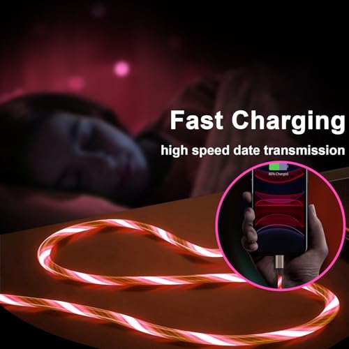 Illuminate Your Charging Experience: 6 ft LED Light-Up MFi Certified i Phone Charger Cable – Fast Charging for i Phone 14, 13, 12, 11 Pro Max, XR, X, SE, 8 Plus, i Pad & i Pod (Vibrant Purple) – Stylish, Durable, and Convenient Performance