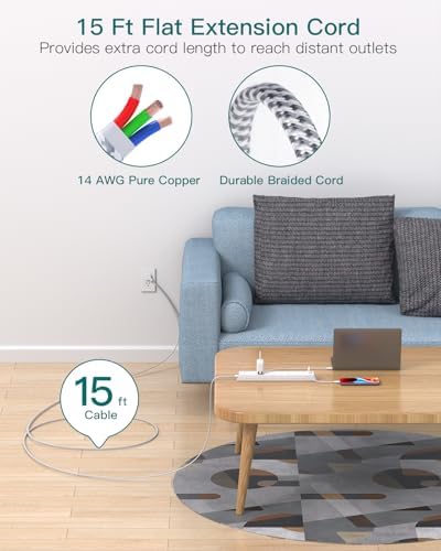 Ultimate Power Strip Surge Protector with Dual USB-C Ports – 6 Outlet Multi-Plug Extension Cord for Efficient Charging in Home, Office, or Dorm – Flat Plug Design with 5 ft Cord and 900 J Surge Defense for Enhanced Device Safety