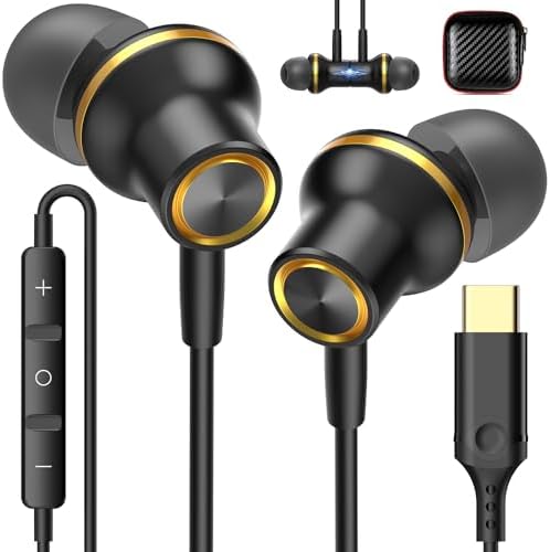 High-Performance USB C Earbuds for i Phone 16 & Samsung Galaxy – Premium Hi-Fi Stereo Wired Earphones with Noise Isolation, Integrated Microphone, and Convenient Volume Control for Unmatched Sound Quality Across Devices