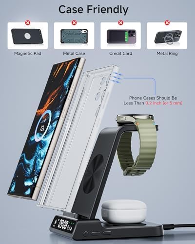 Ultimate 3-in-1 Wireless Charging Dock for Samsung: Fast Charge Galaxy S25 Ultra, Z Flip 7, and Galaxy Watch7 with Compact, Safe Design – Effortless Power-Up for Your Devices Anytime!