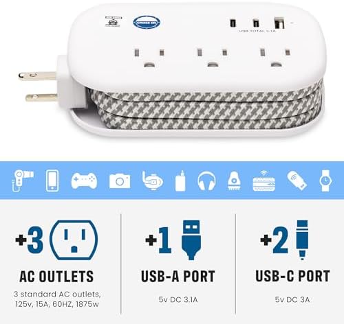 Ultimate Cruise Power Strip with 3.3 ft Extension Cord & Fast Charging USB Ports – Non-Surge Design for Seamless Connectivity on Carnival, Princess & Major Cruise Lines (2025/2026) – Essential Travel Accessory for All Devices