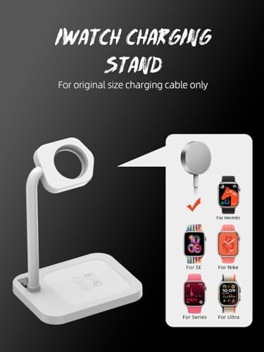 Advanced 2-in-1 Charging Station for i Watch & i Phone – Fast Charging Dock for i Phone 16/15/14/13/12/11/X/8, i Watch Series Ultra/10/9/8/7/6/SE/5/4/3/2/1, and Air Pods 2/3/4 – Elegant White Design for Optimal Device Organization and Speed Boost
