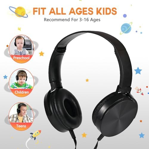Classroom-Ready Kids Headphones Bulk Pack – 6 Durable Wired Earphones for Students, Toddlers, and Teens – Lightweight On-Ear Design with Comfortable Fit, Ideal for Learning, Music, and Online Classes – Compatible with Tablets and Laptops