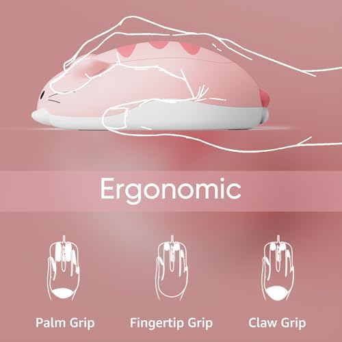 Akko Cat Theme Pink Wireless Gaming Mouse – Tri-Mode Connectivity for Seamless Use Across Devices, Adorable Cartoon Design for Enhanced Aesthetic, Ergonomic & Lightweight for Extended Comfort, Ideal for Mac & Windows Users – Elevate Your Gaming Experience with Style!