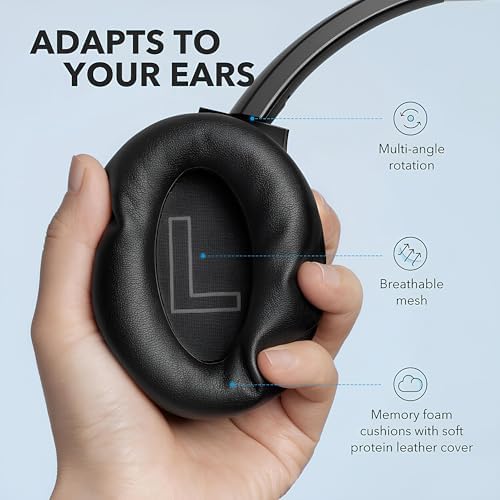 Anker Soundcore Life Q20 Wireless Over-Ear Headphones – Superior Hybrid Active Noise Cancellation, 70-Hour Battery Life, Premium Hi-Res Audio with Enhanced Deep Bass, Luxurious Comfort with Memory Foam Ear Cushions, Perfect for Travel and Office Environments, Quick USB-C Charging for Nonstop Audio Enjoyment