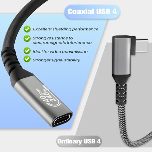 Ultra-Fast Coaxial USB 4 Extension Cable 3 FT – 40 Gbps Data Transfer, 8 K/5 K@60 Hz Video Support, 240 W Power Delivery, USB C Male to Female – Perfect for Mac Book, i Phone 16/15, Thunderbolt 4, SSDs, XPS, Surface Pro – Premium Connectivity Solution for Professionals and Gamers