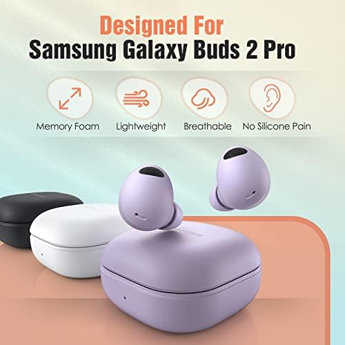Transform Your Audio Experience with Premium Memory Foam Ear Tips for Samsung Galaxy Buds 2 Pro – Ultimate Comfort, Secure Anti-Slip Design, Noise Isolation, and Convenient Charging Case Compatibility – 3 Pairs (S/M/L, Black) – Elevate Sound Quality and Enjoy Uninterrupted Listening