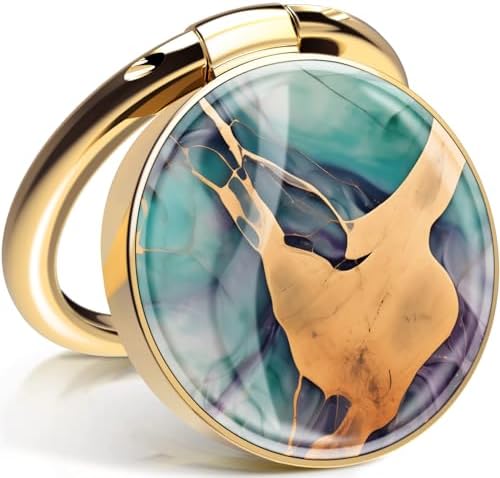 Blue Butterfly Marble Pattern Cell Phone Ring Stand – 360° Rotating Finger Holder for Secure Grip and Versatile Kickstand, Compatible with All Smartphones Including i Phone and Samsung Galaxy, Perfect for Magnetic Car Mounts