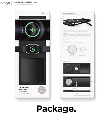 elago Dual Charging Tray for Mag Safe and Apple Watch – Stylish Jean Indigo Organizer for i Phone 16/15/14/13/12 & Air Pods – Compact Desk Solution for Enhanced Cable Management – Customizable Setup Without Charging Cable Included – Premium Quality for Modern Tech Enthusiasts