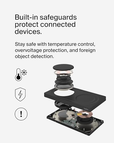 Belkin 15 W Mag Safe-Compatible 2-in-1 Wireless Charging Station – Fast Dual Device Charger for i Phone 16, 15, 14, 13 Series & Air Pods – Sleek Sand Design for Effortless Portability and Seamless Power Solutions