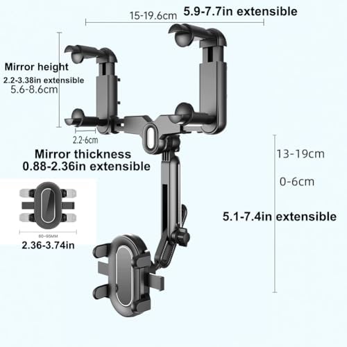 Ultimate 360° Rotating Rearview Mirror Phone Holder for Cars – Superior Anti-Shake Technology with Adjustable Arms for All Smartphone Models – Effortless Hands-Free Navigation & Communication – Must-Have Car Accessory Enhancing Driver Safety and Convenience