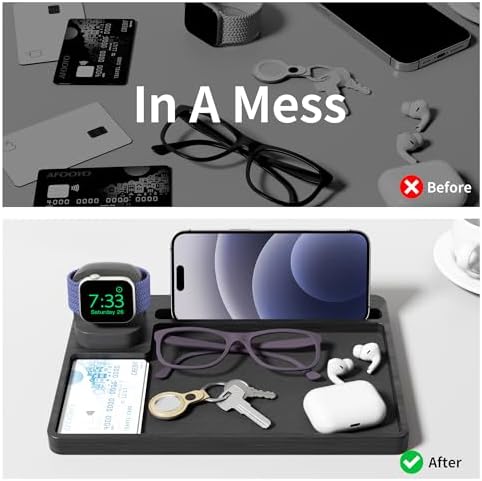 Wooden Watch Band Organizer – Charger Stand Compatible with All Apple Watch Series and Watch Bands Display Watch Storage Case Tray with Acrylic Top Lid(Bamboo) – Enhanced Compatibility and Speed