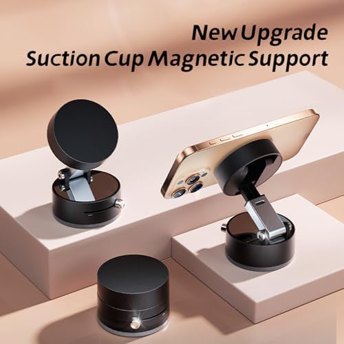 Vacuum Magnetic Phone Holder Updated Suction Cup Phone Mount Foldable and Portable Easy to Operate and Durable Multi-scenario Application 360° Adjustable for Gym/Kitchen/Bathroom/Car/Desktop(White) – Enhanced Compatibility and Speed