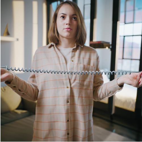 Ventev Helix 14-Inch Expandable i Phone Charging Cable | Tangle-Free Coiled USB-A to Lightning Cord | MFi Certified Fast Charger for Seamless Car Use | Durable Gray Design for Enhanced Compatibility and Efficiency